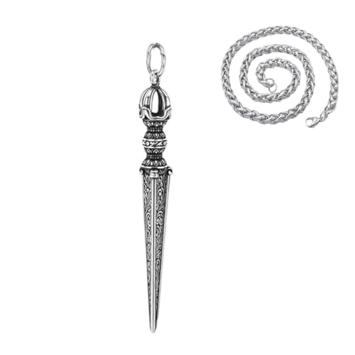 Proberos® Necklace for men and women Silver Wrapped Necklace with Vajra Pendant Dragon Bone Chain Men's Accessory Gift for Boyfriend and Husband Proberos® Necklace for men and women Silver Wrapped Necklace with Vajra Pendant Dragon Bone Chain Men's Accessory Gift for Boyfriend and Husband